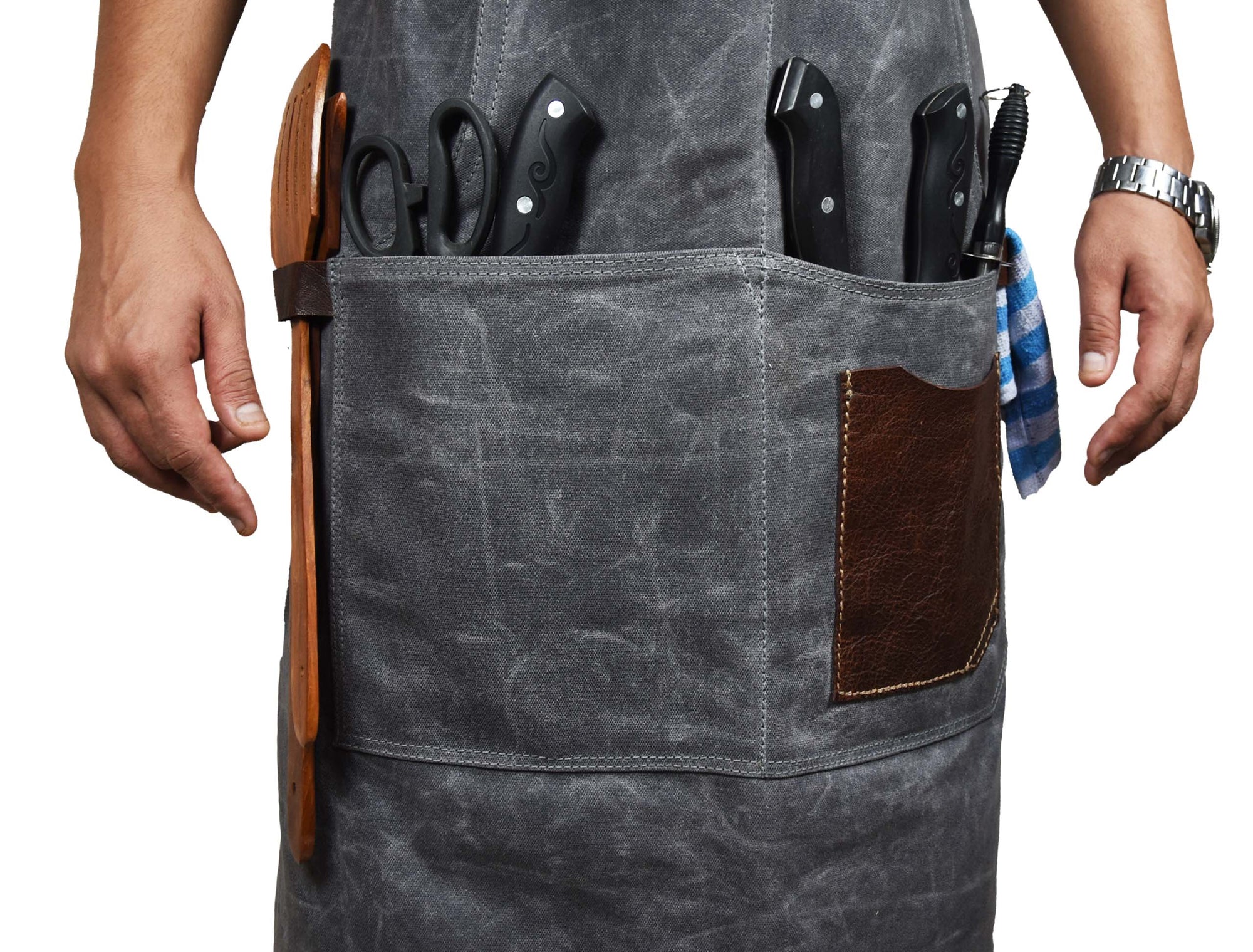 Fremont Leather Canvas Utility Apron for Work &amp; Craft