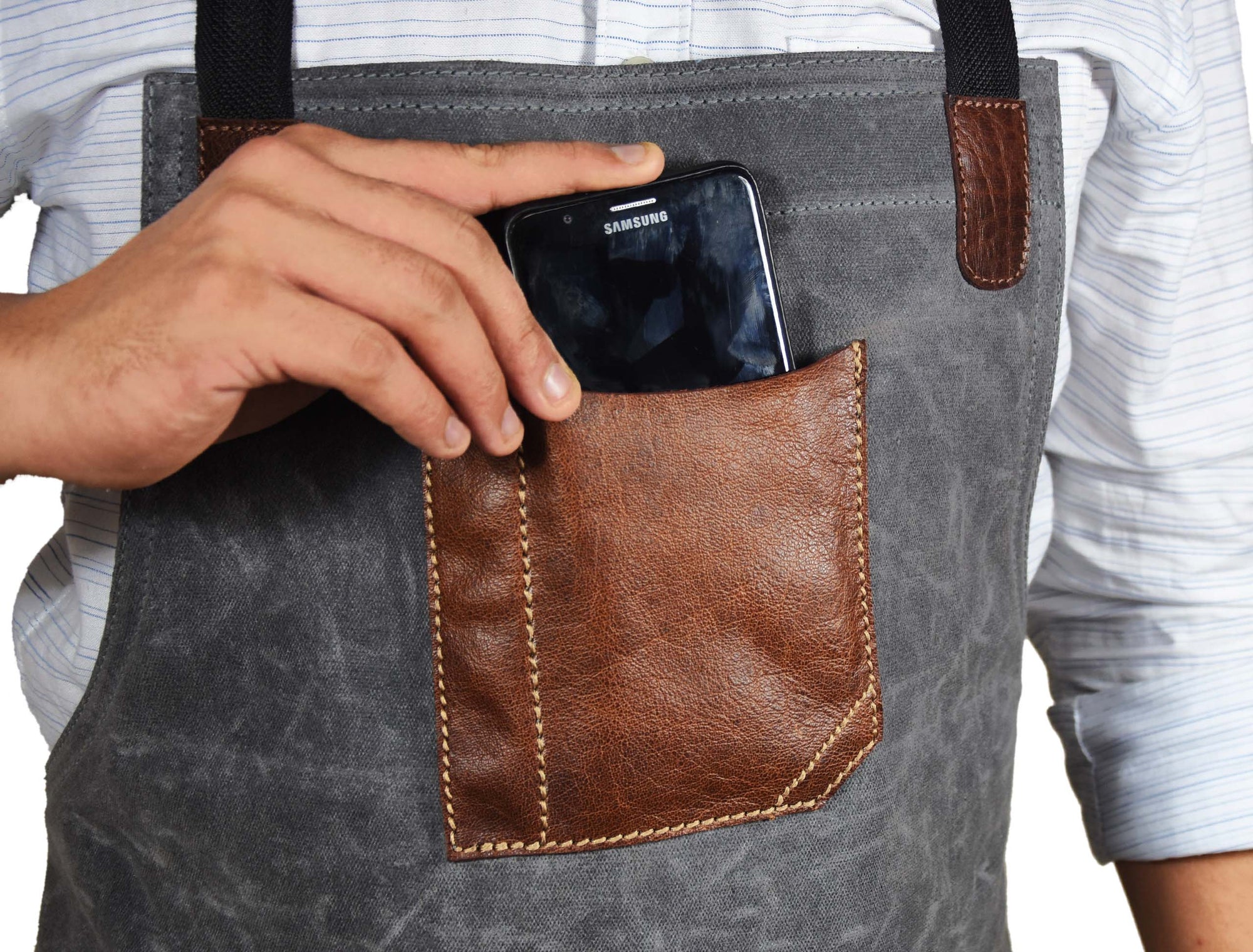 Fremont Leather Canvas Utility Apron for Work &amp; Craft