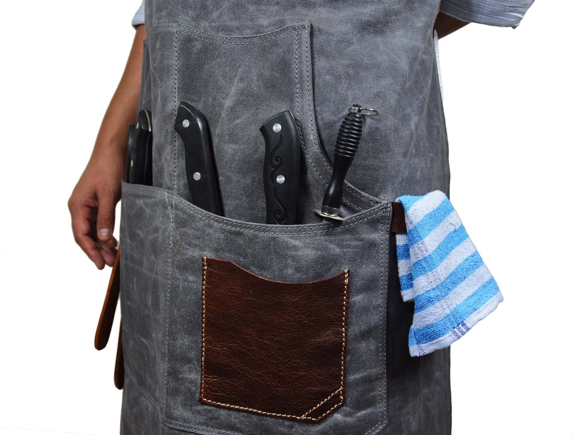 Fremont Leather Canvas Utility Apron for Work &amp; Craft