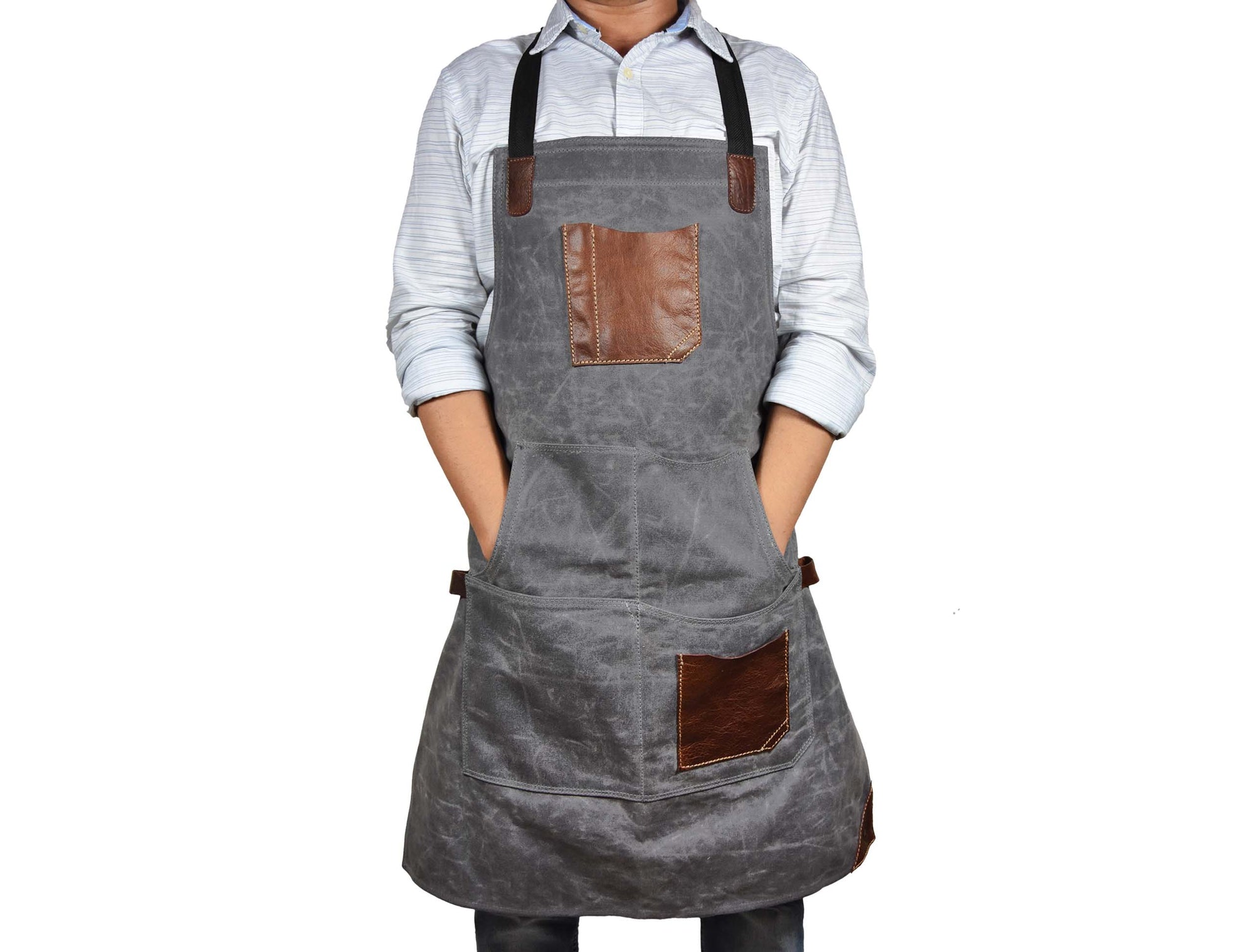Fremont Leather Canvas Utility Apron for Work &amp; Craft