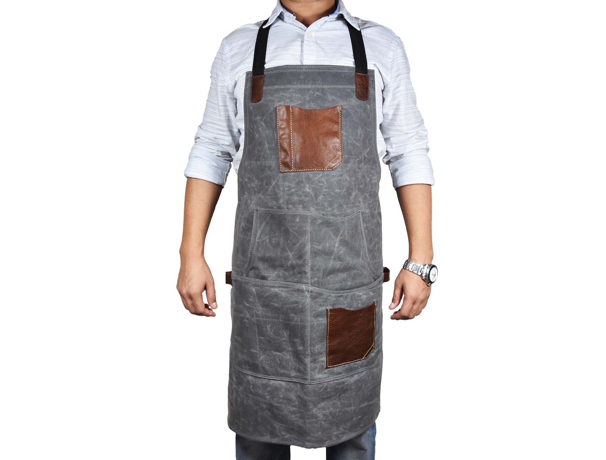 Fremont Leather Canvas Utility Apron for Work &amp; Craft