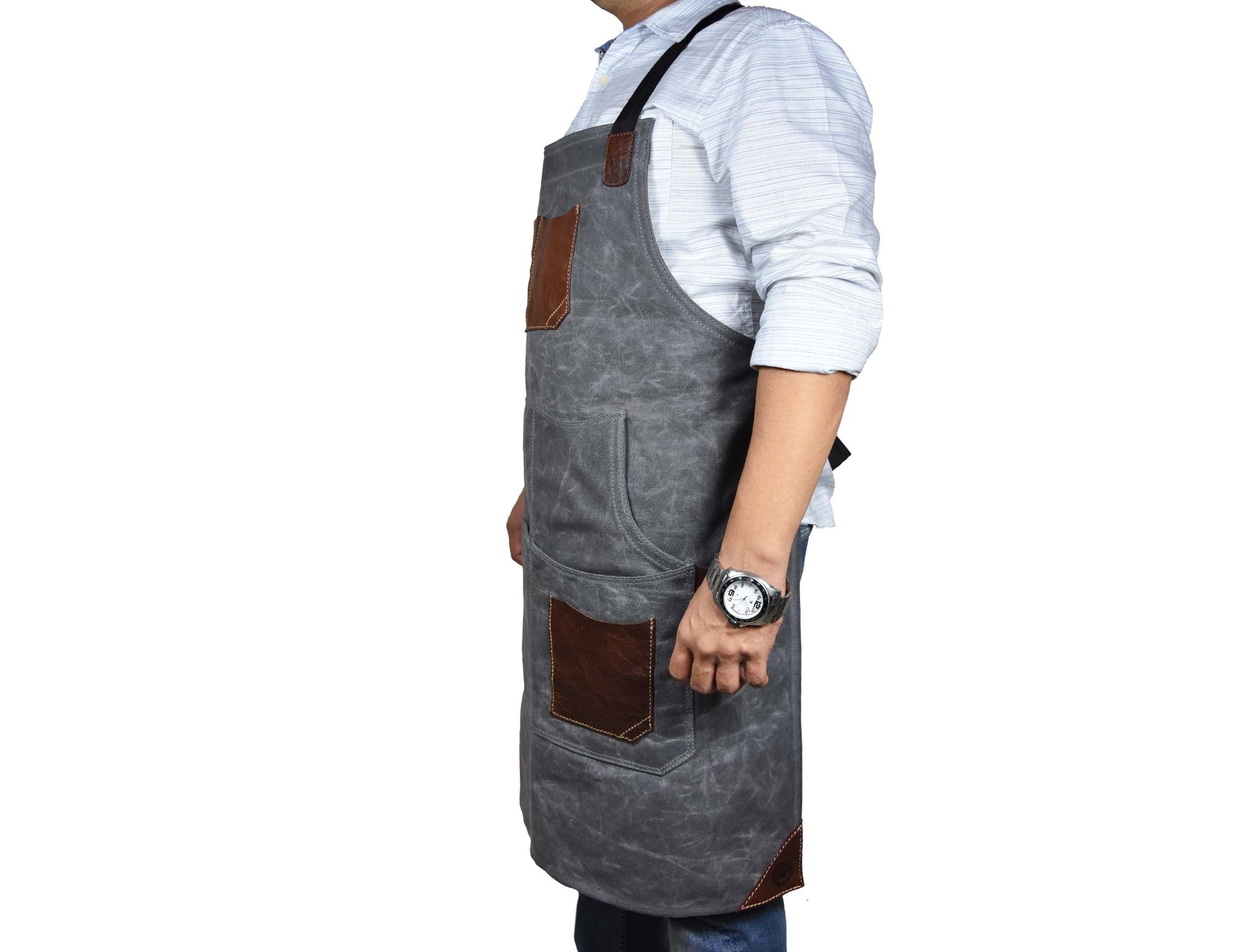 Fremont Leather Canvas Utility Apron for Work &amp; Craft