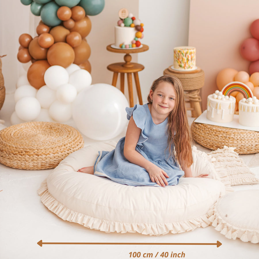 MINICAMP Large Floor Cushion with Ruffled Edges - Plush & Hypoallergenic for Kids by Minicamp at brixbailey.com