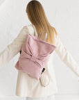 Pink Bow Denim Backpack