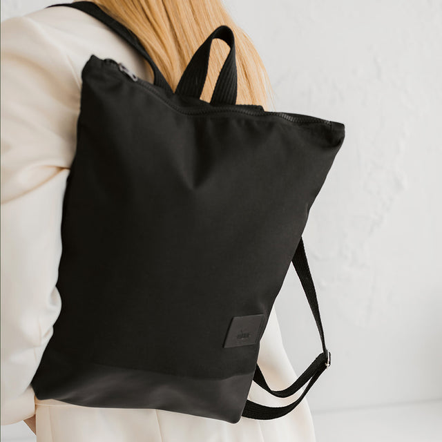 Backpack with black leather - 13" Laptop Pocket