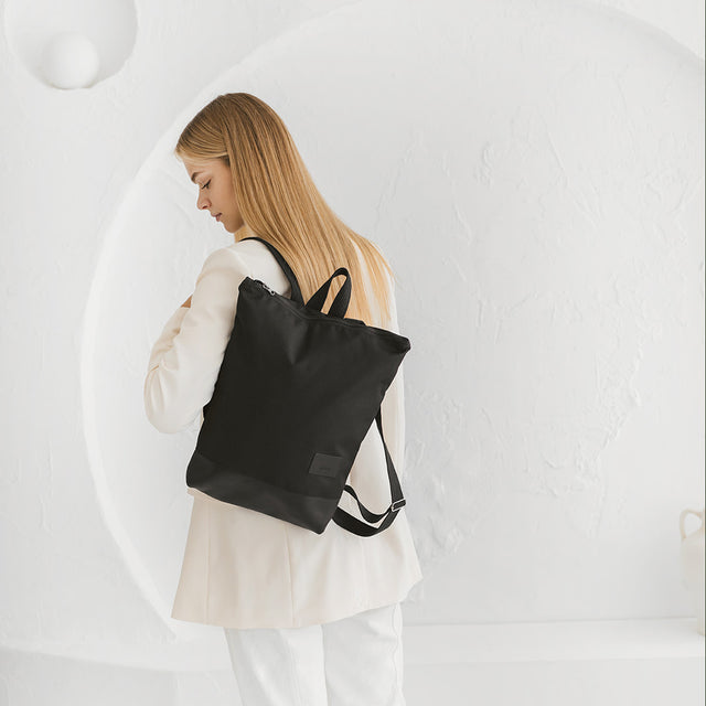 Backpack with black leather - 13" Laptop Pocket
