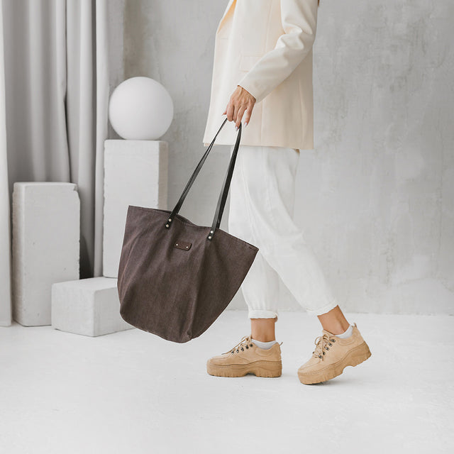 Brown Denim Everyday Tote Bag