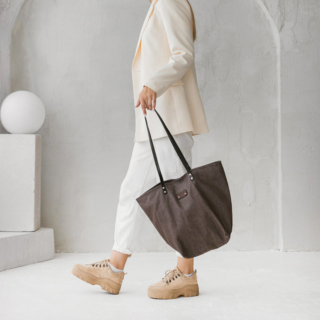 Brown Denim Everyday Tote Bag