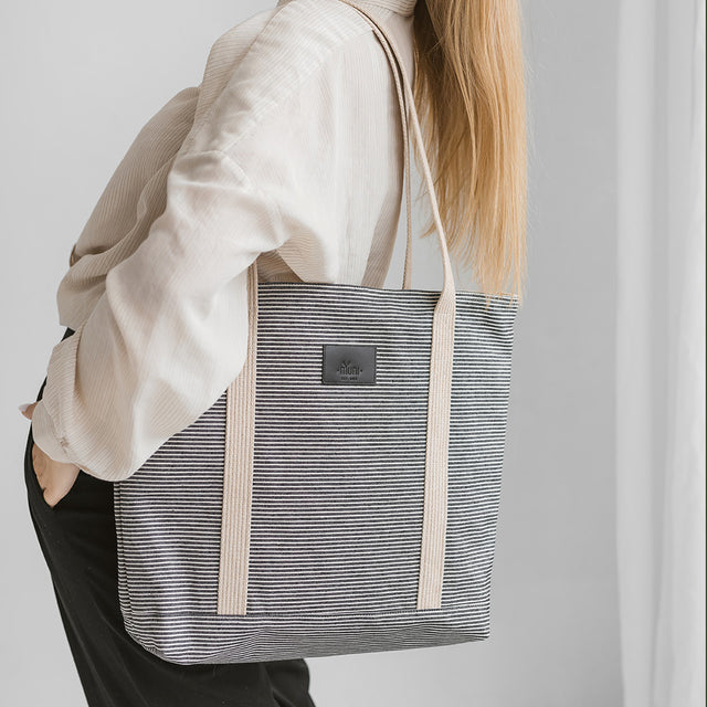 Striped Denim Tote Bag for Everyday Escapes