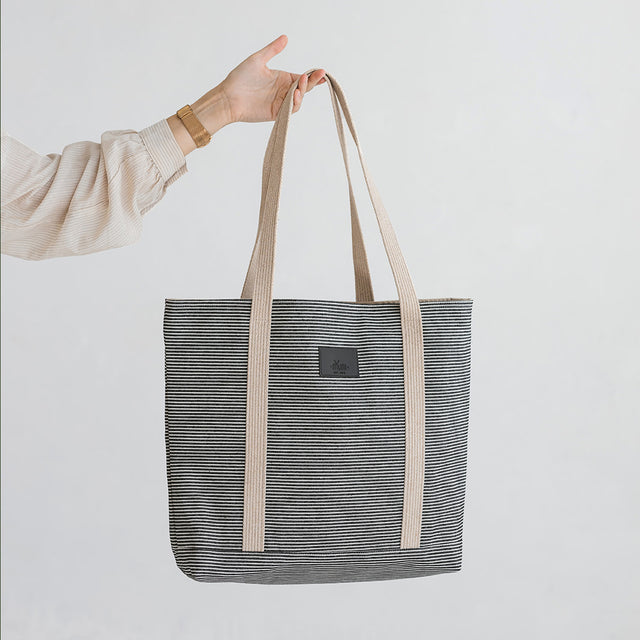 Striped Denim Tote Bag for Everyday Escapes