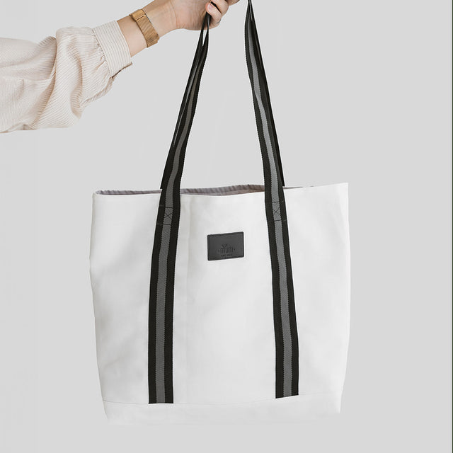 White Denim Shoulder Tote Bag