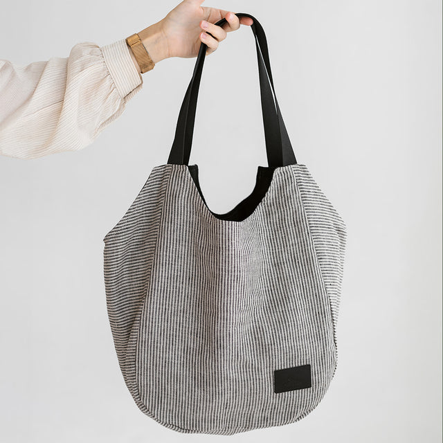 Striped Linen Tote Bag for Everyday Adventures