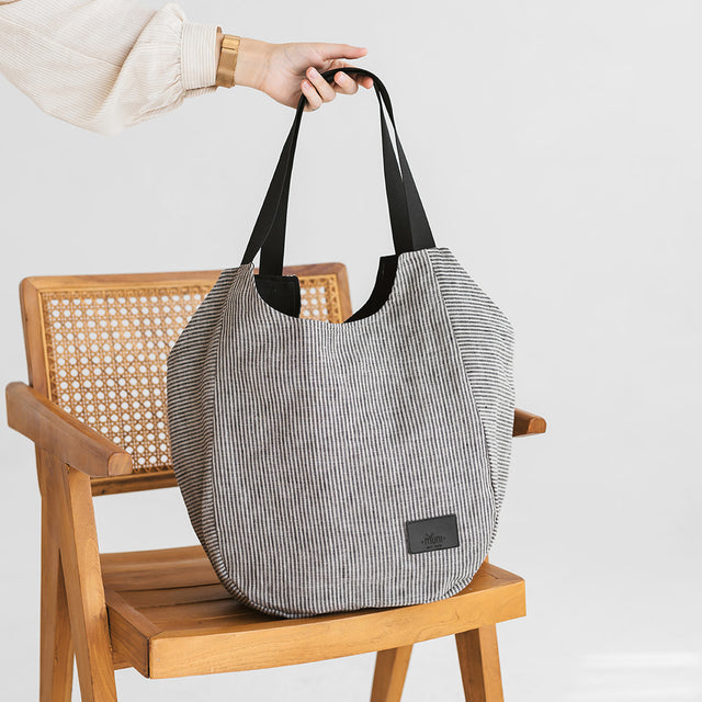 Striped Linen Tote Bag for Everyday Adventures