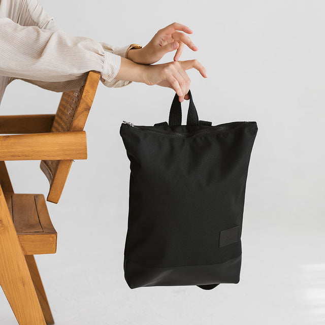 Backpack with black leather - 13&quot; Laptop Pocket