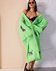 WILD LEOPARD Organic Cotton Kimono in Lime