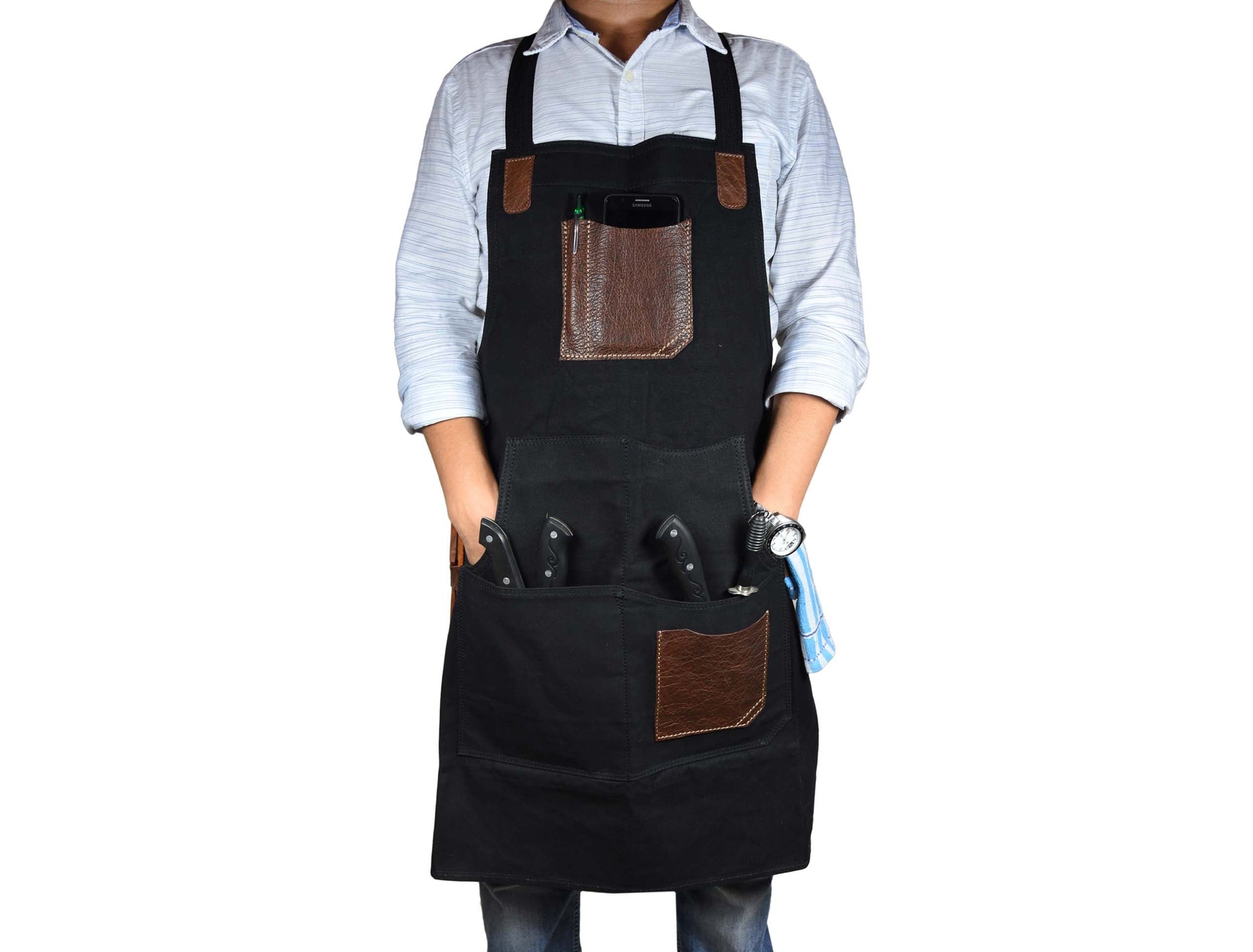 Turin Leather Canvas Apron – Durable &amp; Water-Resistant
