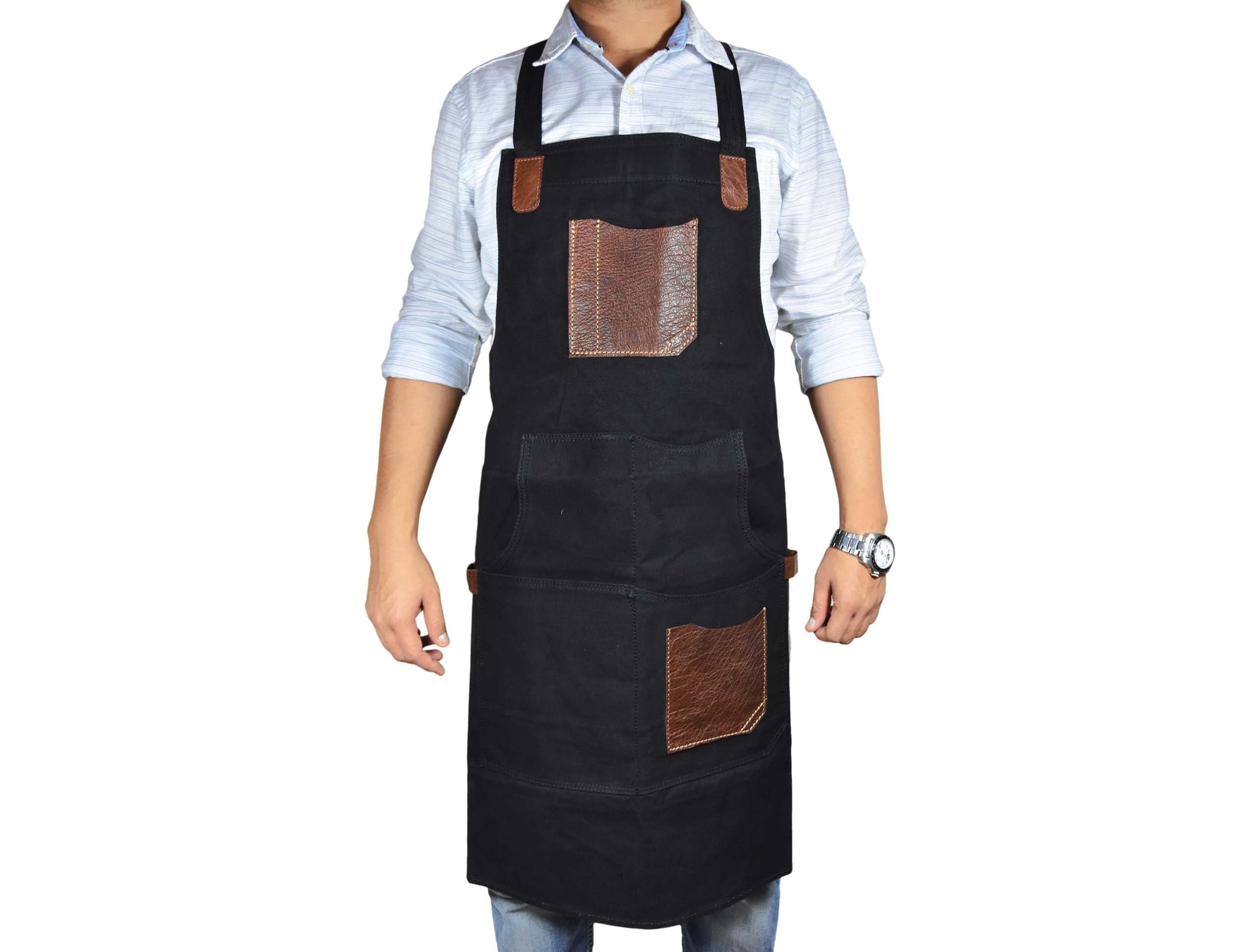 Turin Leather Canvas Apron – Durable &amp; Water-Resistant