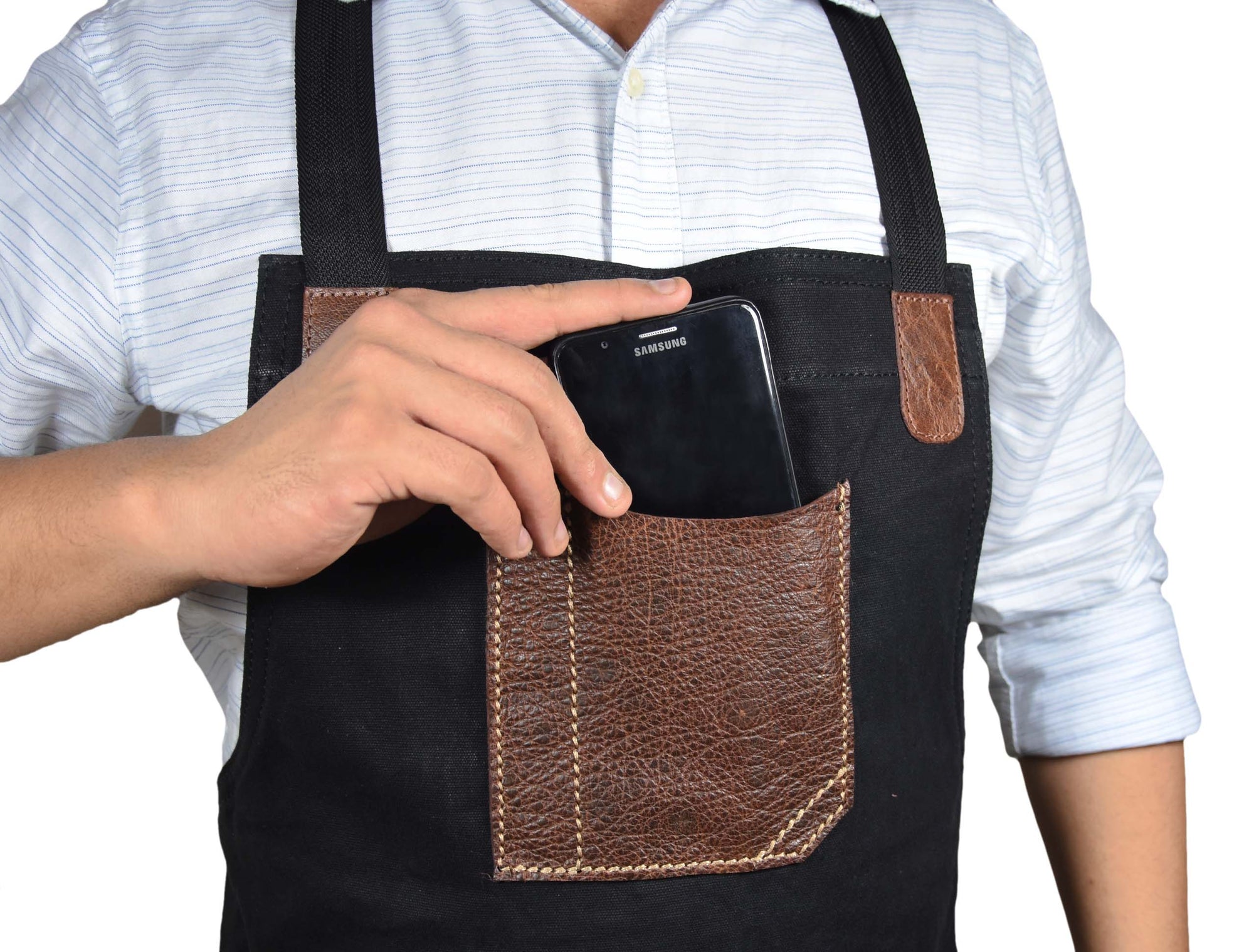 Turin Leather Canvas Apron – Durable &amp; Water-Resistant