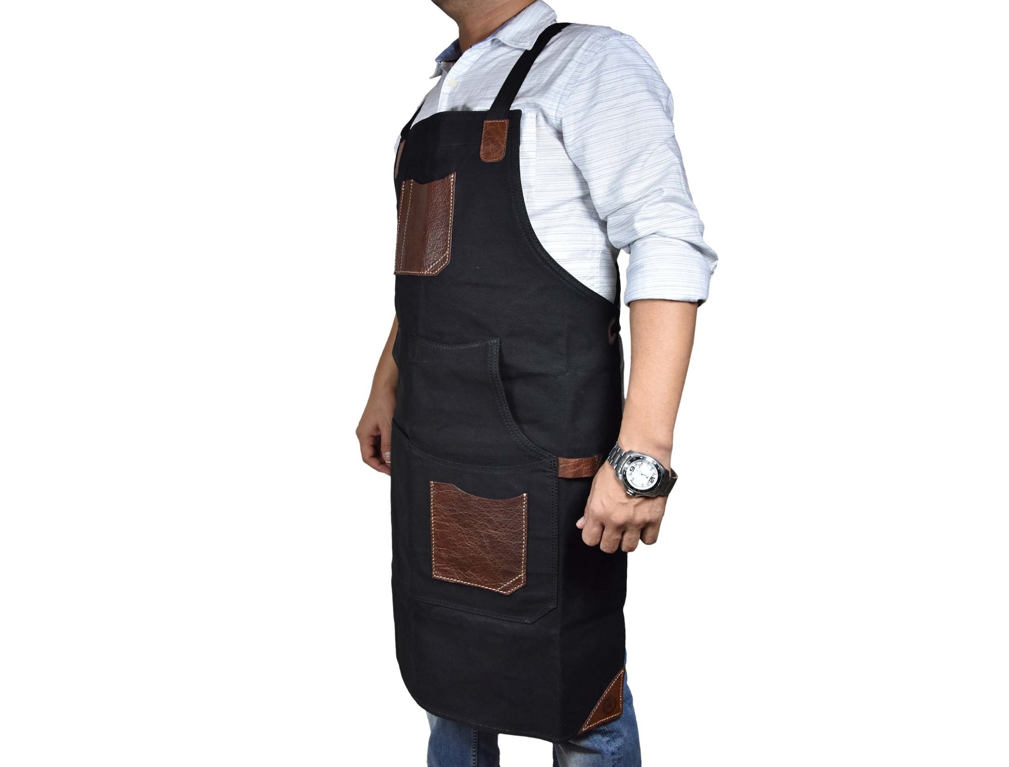 Turin Leather Canvas Apron – Durable &amp; Water-Resistant