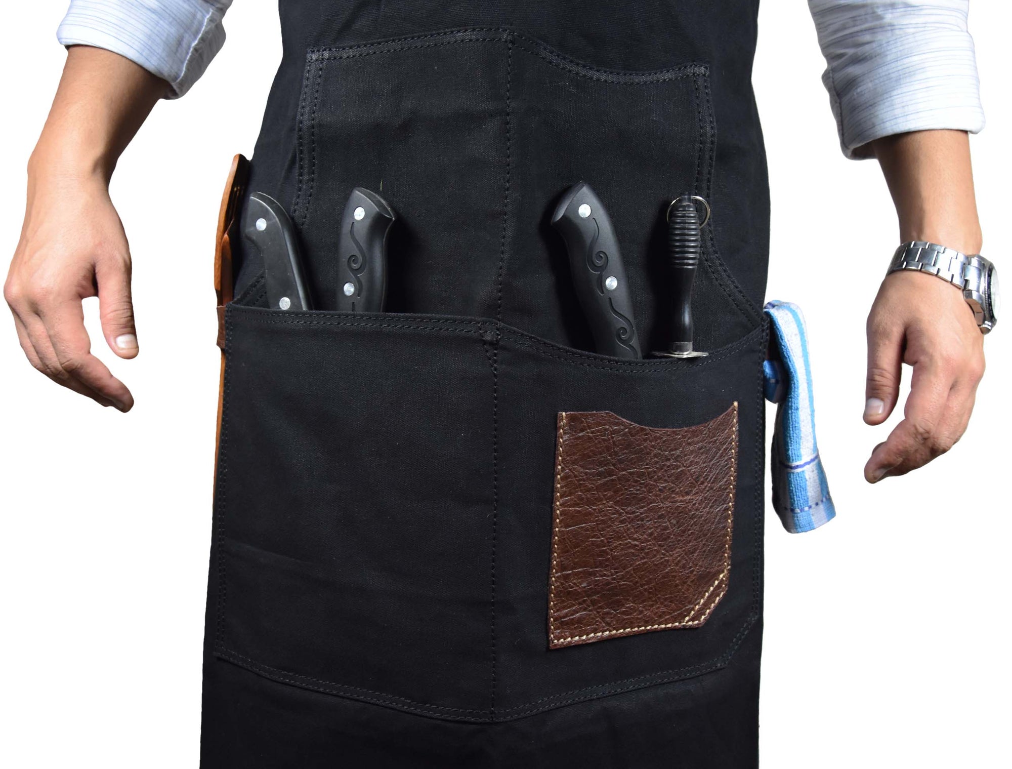 Turin Leather Canvas Apron – Durable &amp; Water-Resistant