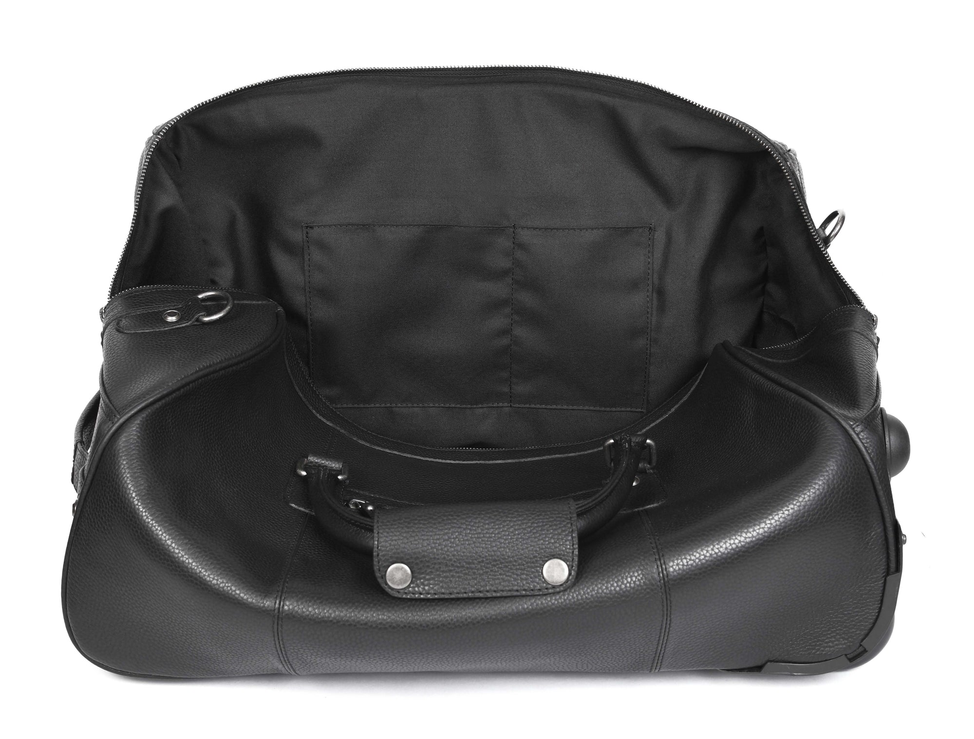 Leather Trolley Bag with Wheels &amp; Ample Storage