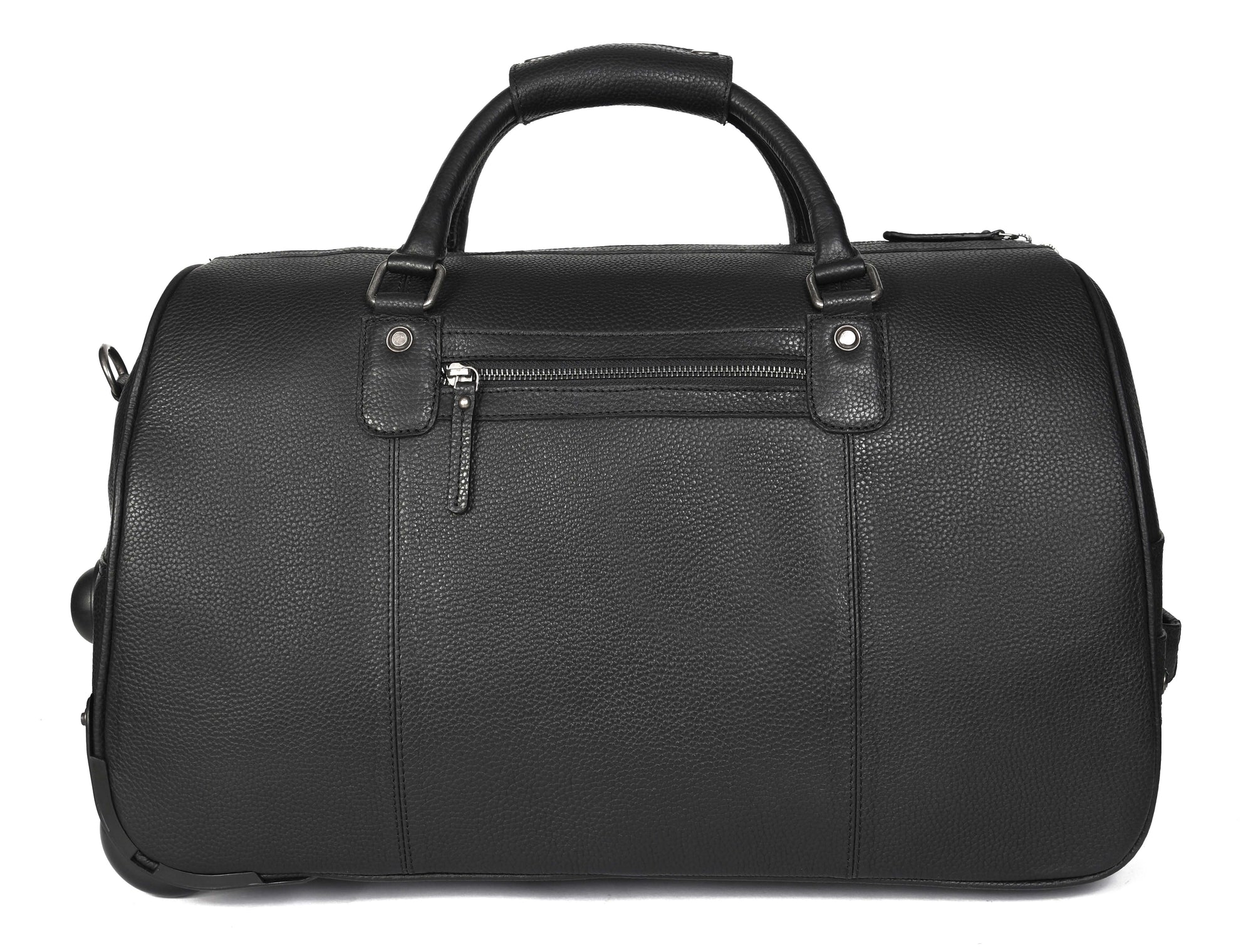 Leather Trolley Bag with Wheels &amp; Ample Storage