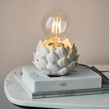 Luxury artichoke style ceramic table lamp, trending filament light for living room, study, or hallway console by Ella James at brixbailey.com