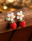 Strawberry Bloom Micro Crochet Earrings