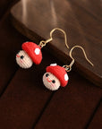 Smiley Mushroom Micro-Crochet Earrings