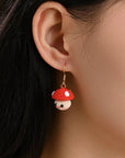 Smiley Mushroom Micro-Crochet Earrings