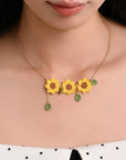 Triple Sunflower Necklace