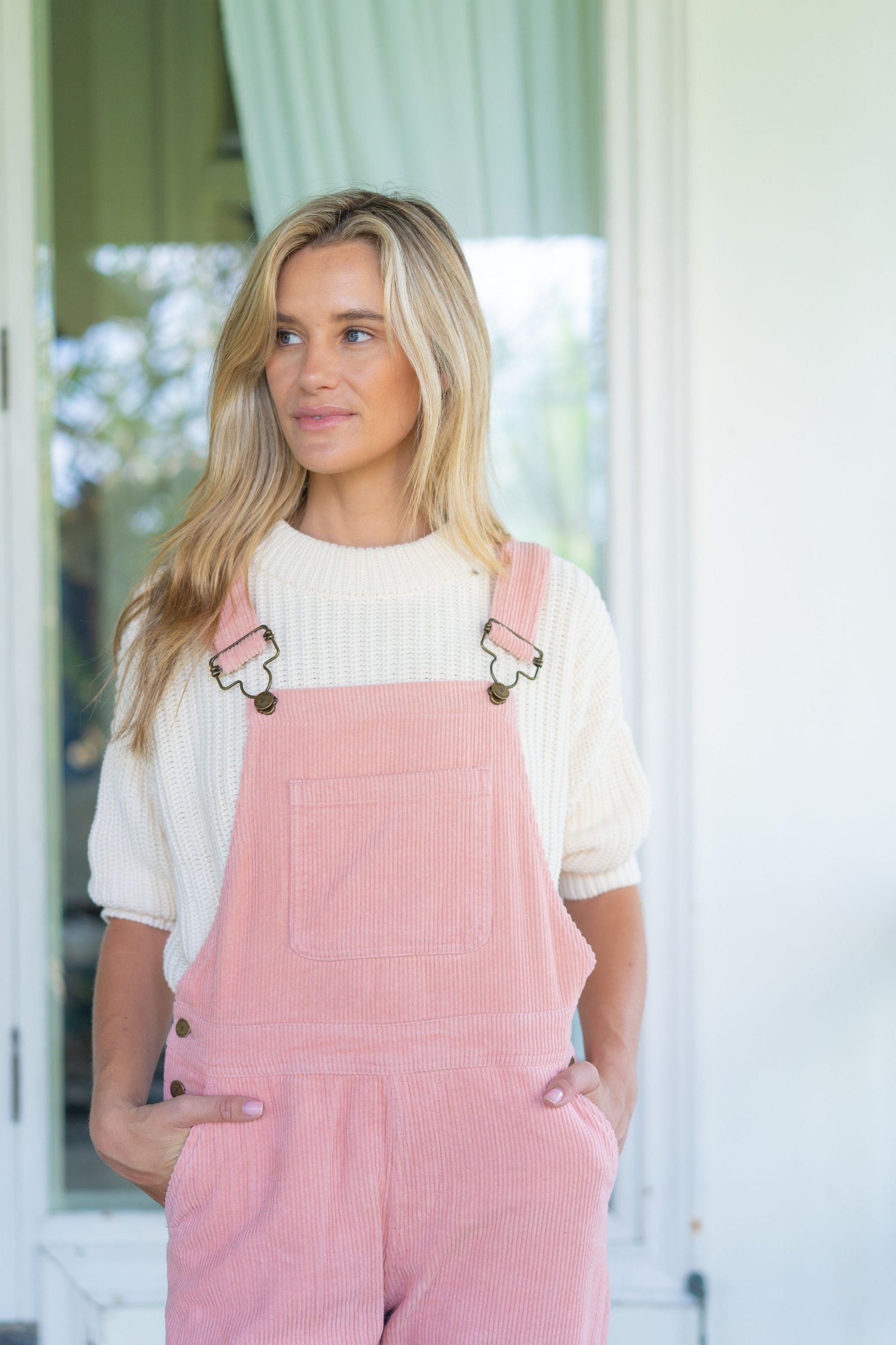 Adult Pink Chunky Cord Dungarees