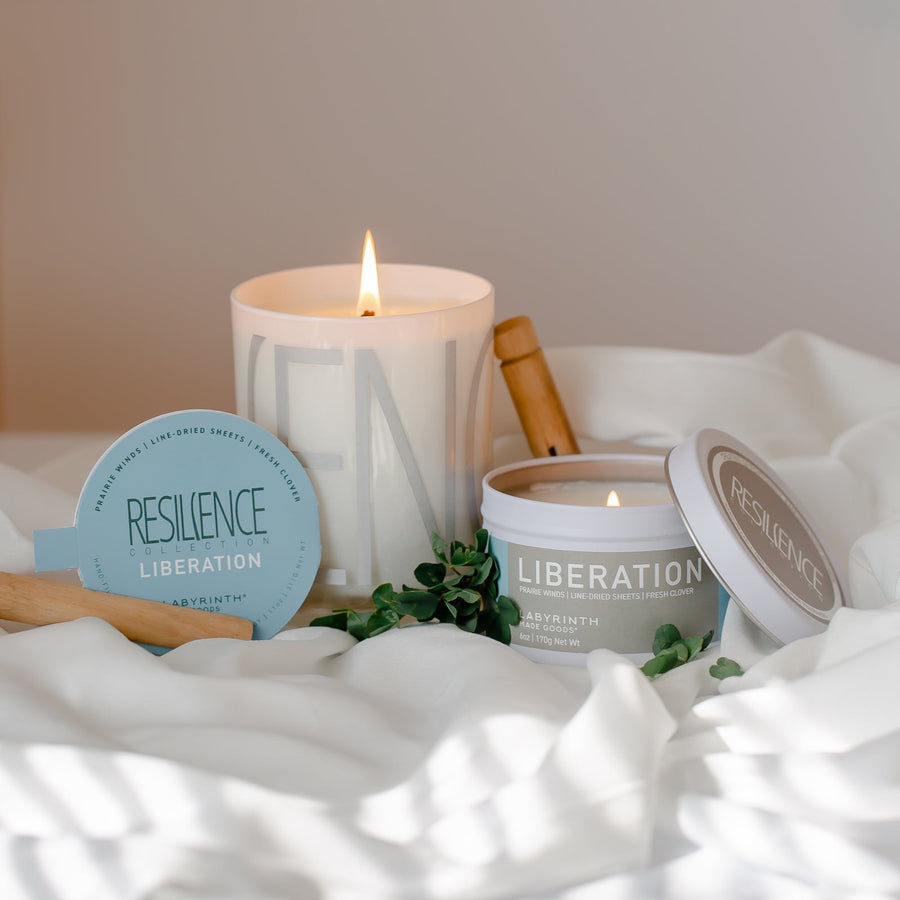 Premium Liberation Scented Soy Candle, Handcrafted Prairie Winds and Fresh Clover Aroma, Resilient Glass Vessel or Travel Tin, Long-Lasting Burn by Labyrinth Made Goods at brixbailey.com