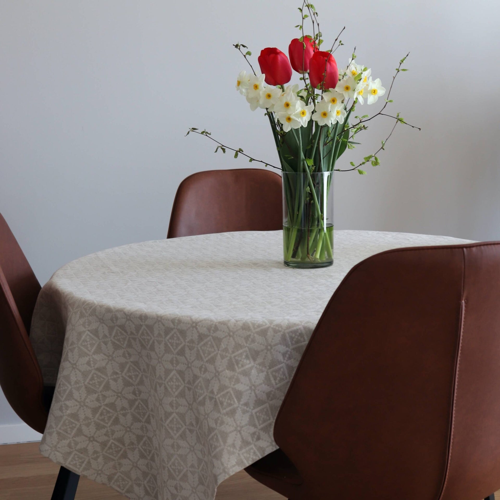 Elegant Hiiumaa Pattern Tablecloth – Linen & Cotton Blend by LOKO at www.brixbailey.com