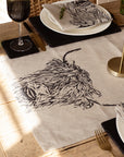 Highland Cow Linen Table Runner