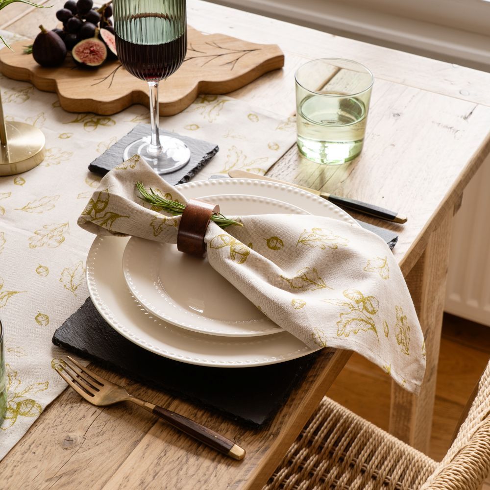 Autumn Acorns Linen Napkins - Set of 2