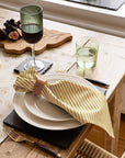 Green Stripe Linen Napkins - Set of 2