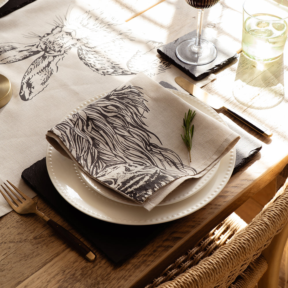 Highland Cow Linen Napkins - Set of 2