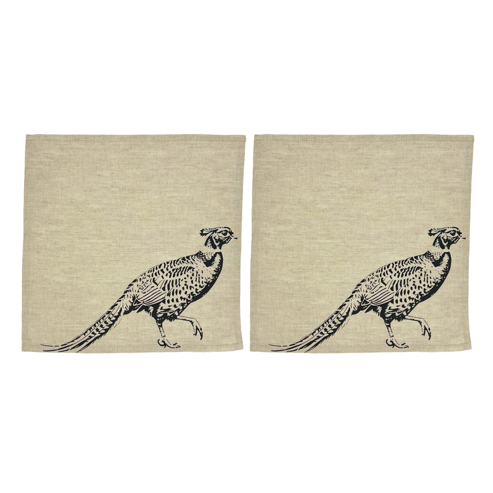Pheasant Linen Napkins - Set of 2