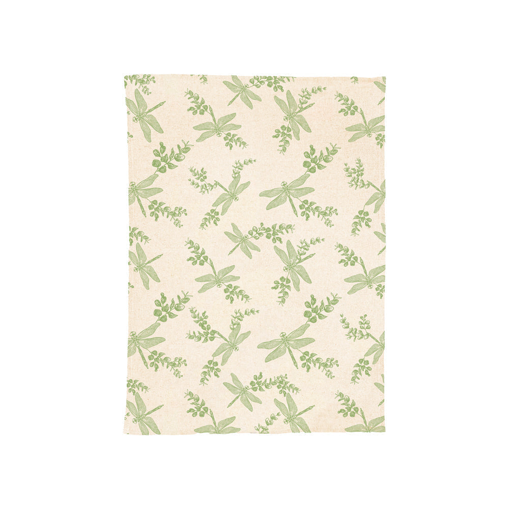 Dragonfly &amp; Flora Linen Tea Towel