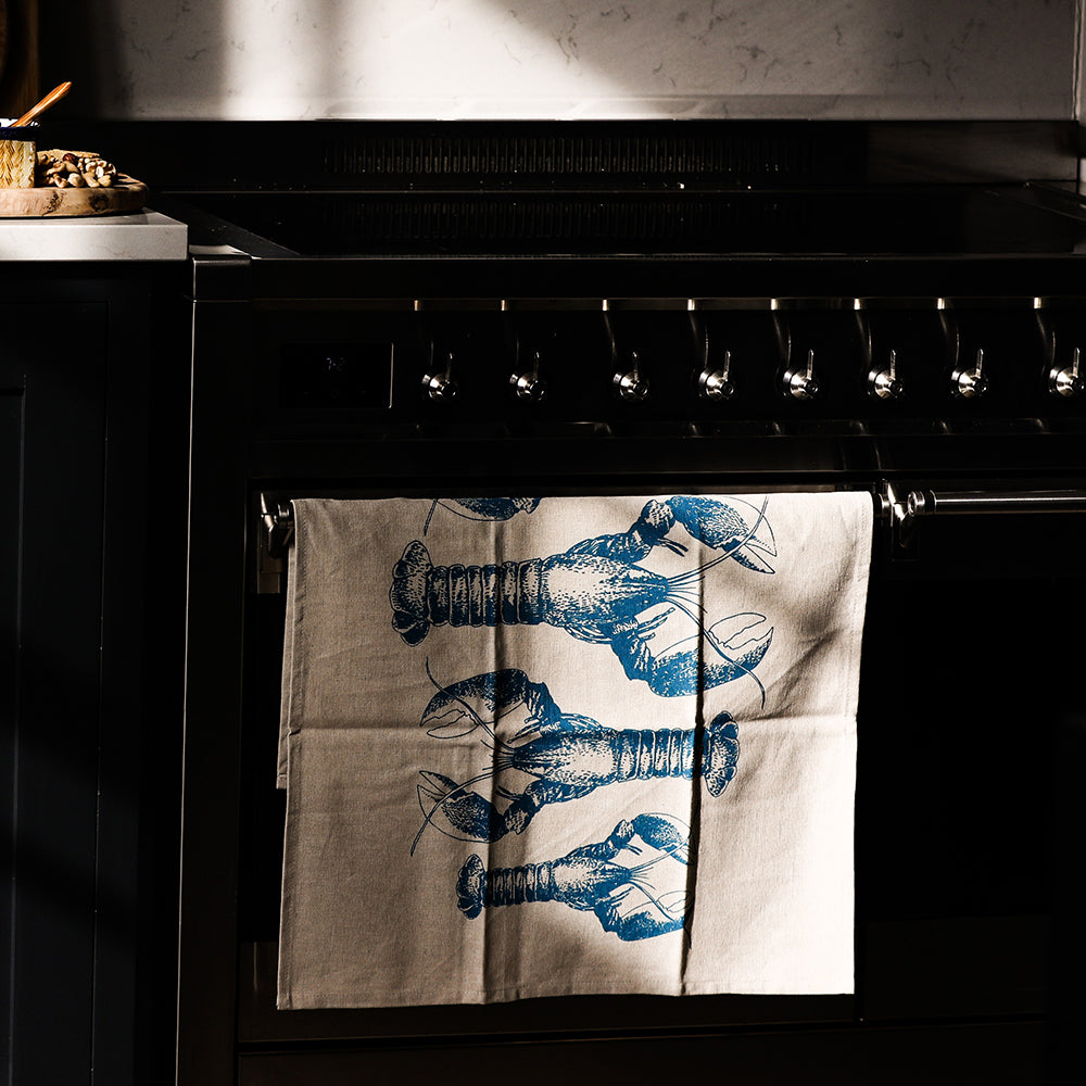 Lobster Repeat Linen Tea Towel