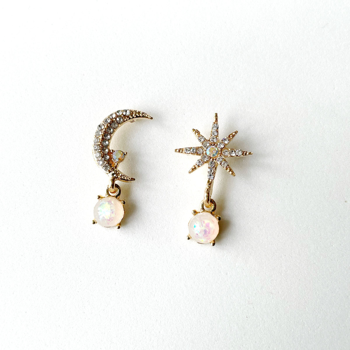 Andromeda Moon and Star Mismatched Earrings