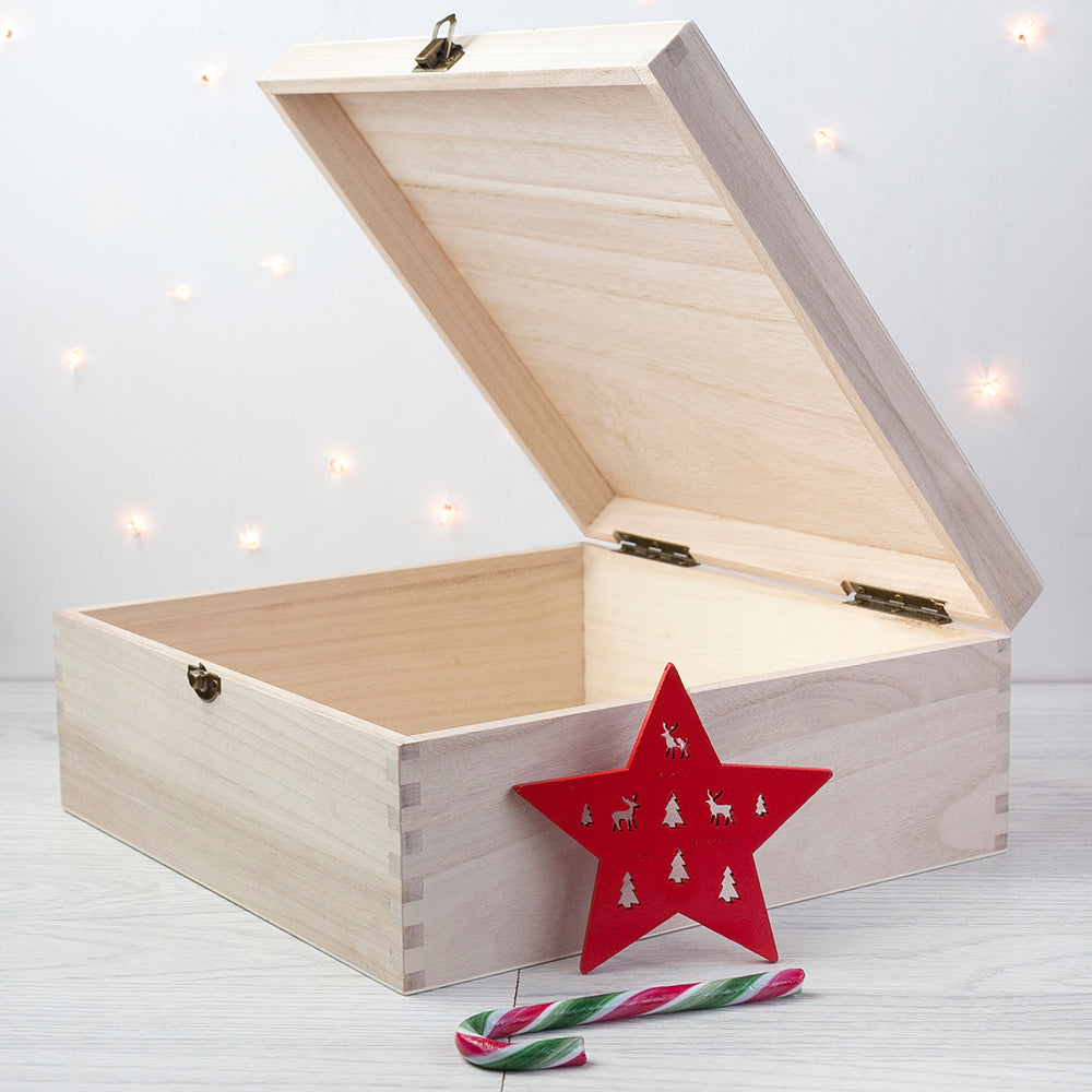 Personalised Festive Woodland Green Christmas Eve Box