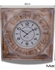 Large Square Wall Clock 80cm Antique Style