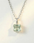 Large Silver Green Quartz Necklace - Giselle