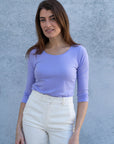 3/4 Sleeve Scoop Neck Cotton Modal T-Shirt