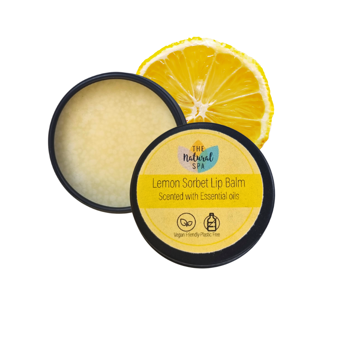 Lemon Sorbet Natural Lip Balm | Vegan, Hydrating &amp; Nourishing | Plastic-Free, Handmade Lip Care