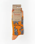 Save the Lemurs Bamboo Socks in Orange