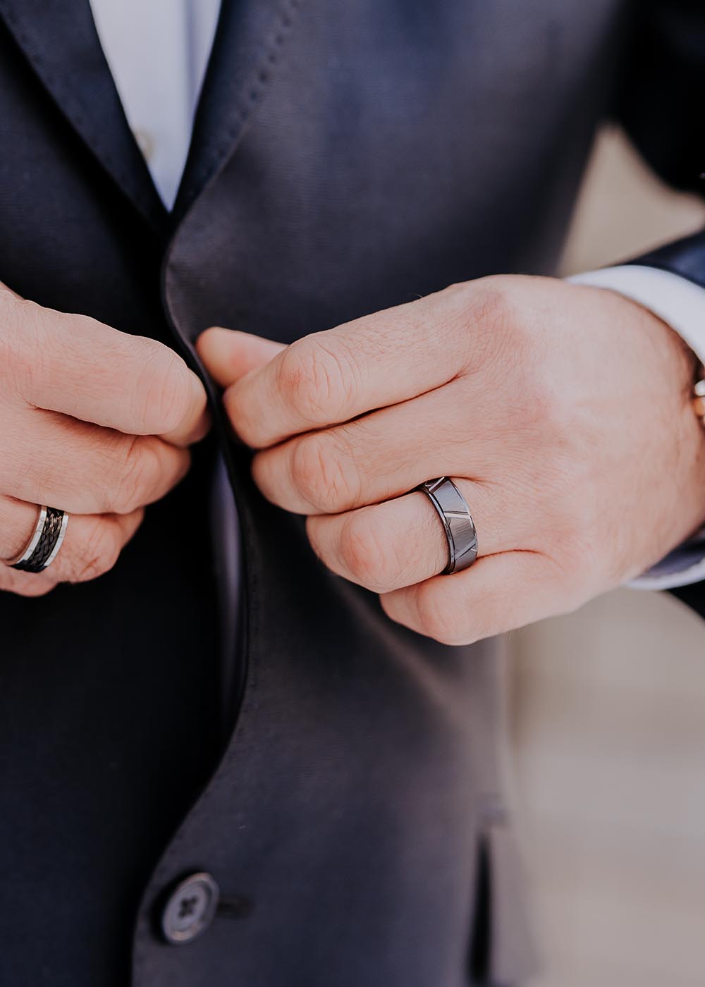 Mens Black Ceramic Statement Ring