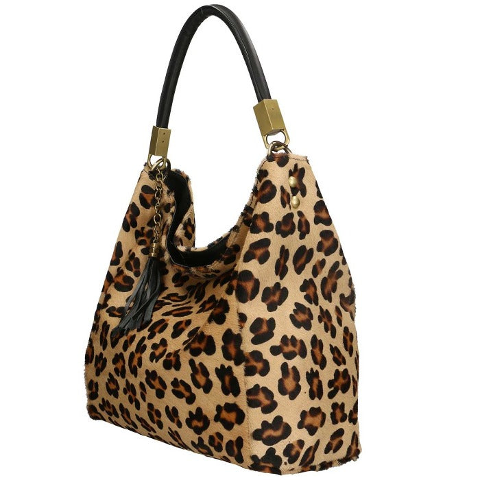 NEW Leopard Print Hair On Hide Premium Leather Bag